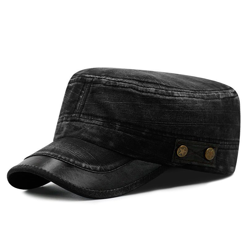 Hat Men's Korean Style Washed Distressed Denim Breathable Military Cap Outdoor Sunshade Flat Cap Women's Casual Cap