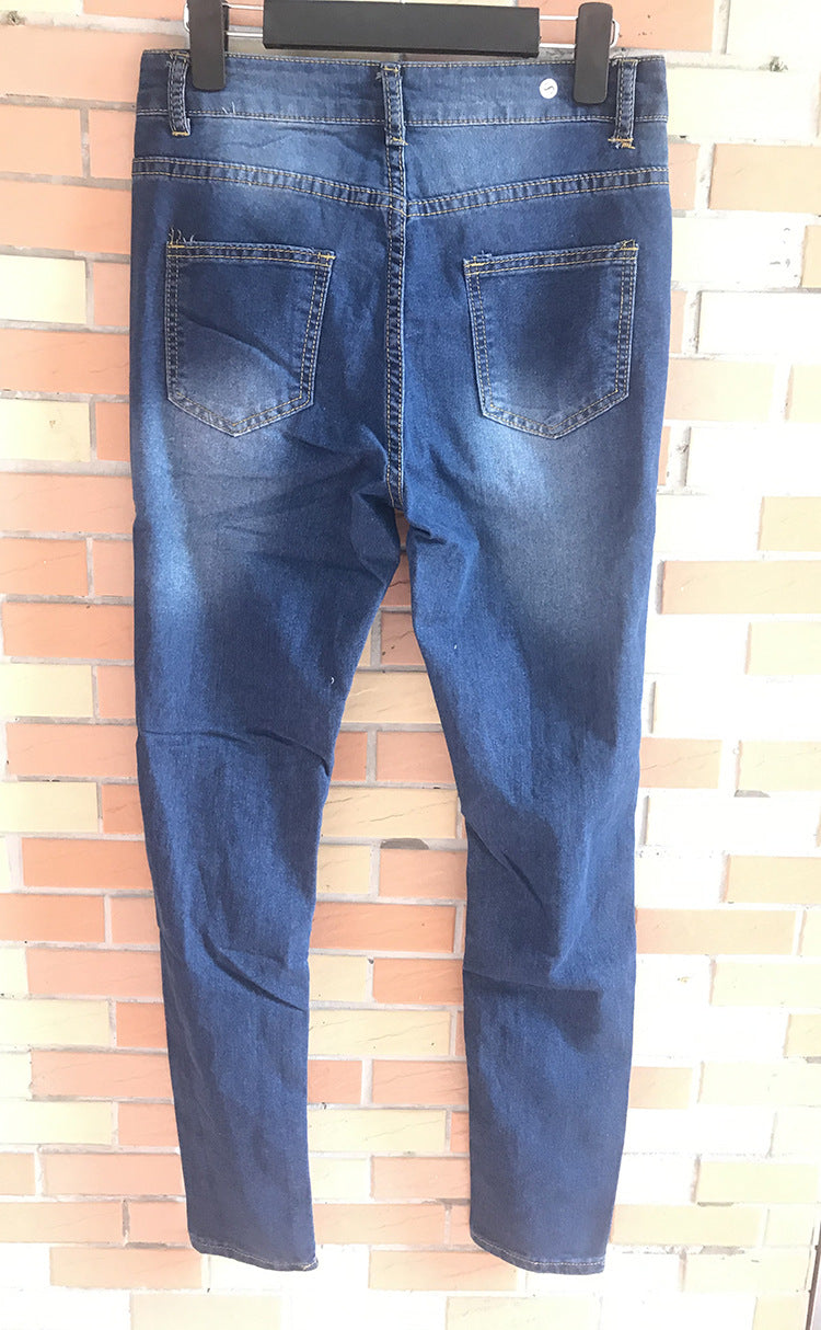 European and American Wish Aliexpress Amazon Ebay Ripped Denim Pencil Pants Women's Export Export Pants Special Promotion