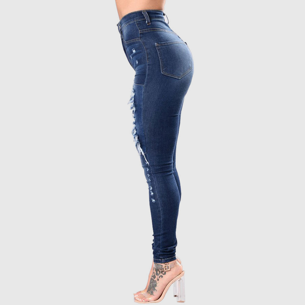 European and American Wish Aliexpress Amazon Ebay Ripped Denim Pencil Pants Women's Export Export Pants Special Promotion