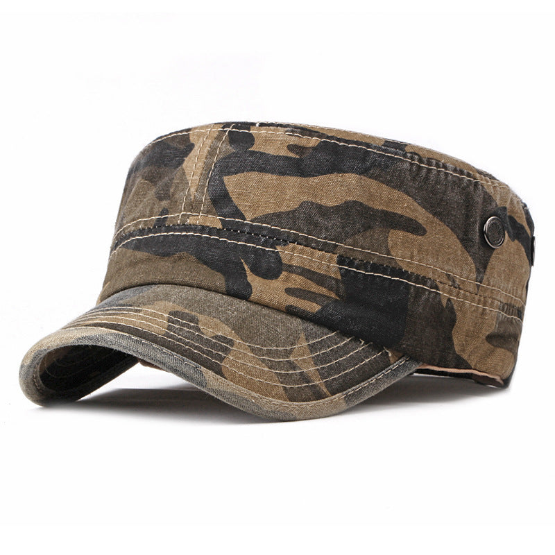 Hat Men's Korean Style Washed Distressed Denim Breathable Military Cap Outdoor Sunshade Flat Cap Women's Casual Cap