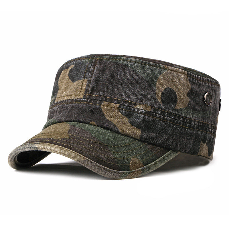 Hat Men's Korean Style Washed Distressed Denim Breathable Military Cap Outdoor Sunshade Flat Cap Women's Casual Cap