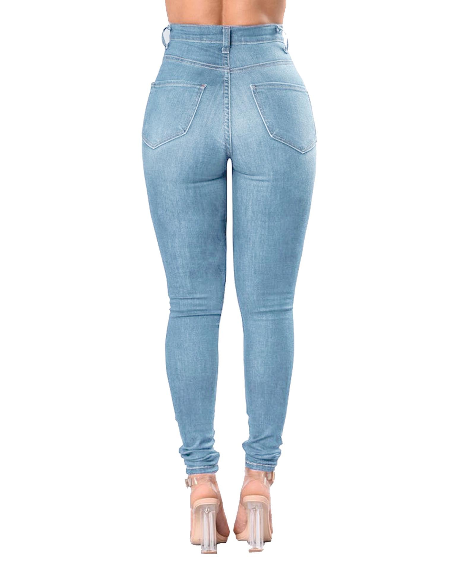 European and American Wish Aliexpress Amazon Ebay Ripped Denim Pencil Pants Women's Export Export Pants Special Promotion