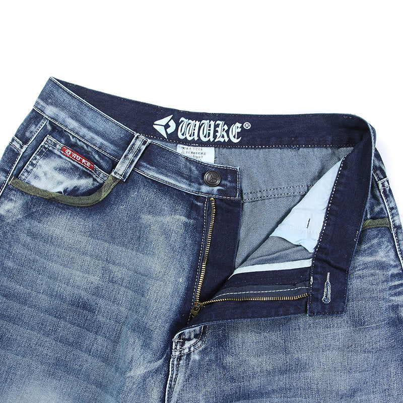 Summer New plus size Jeans Plus Fat Loose Cropped Pants Men's Multi-Pocket plus size Street Dance Shorts