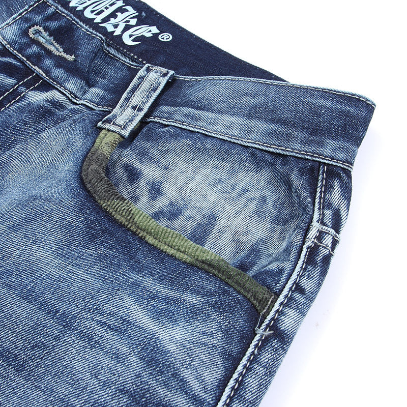 Summer New plus size Jeans Plus Fat Loose Cropped Pants Men's Multi-Pocket plus size Street Dance Shorts