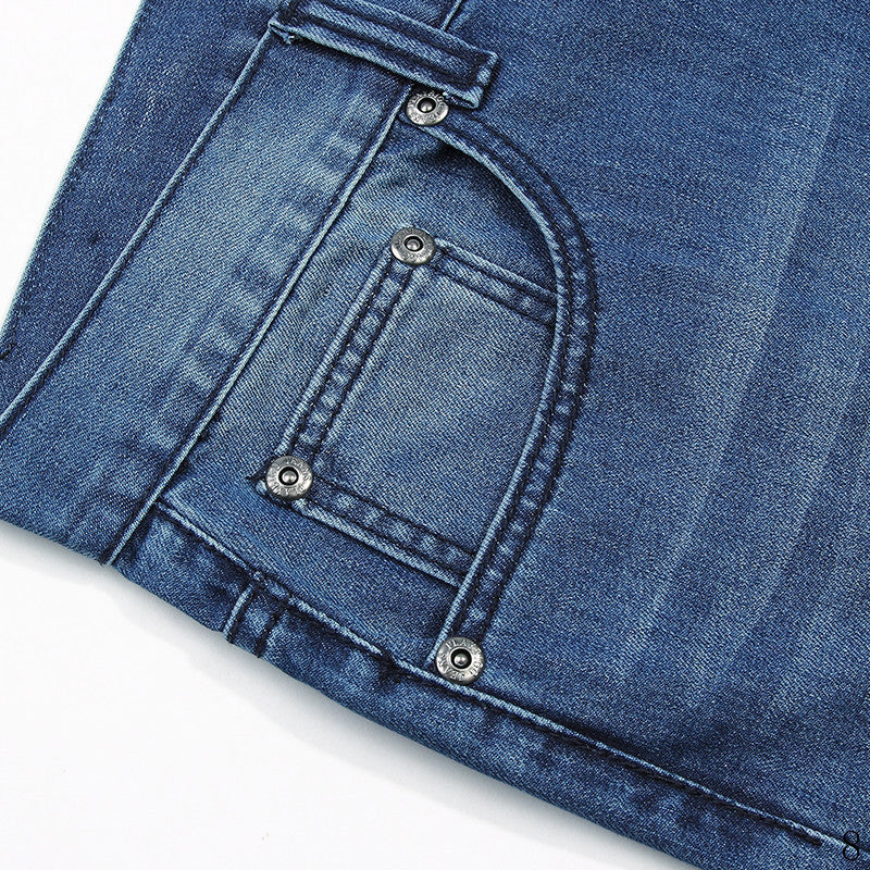 Men's Summer New Plus Fat plus size Hip-hop Wide-leg Cropped Jeans Men's Fat Skateboard Straight Thin Medium Pants
