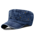 Hat Men's Korean Style Washed Distressed Denim Breathable Military Cap Outdoor Sunshade Flat Cap Women's Casual Cap