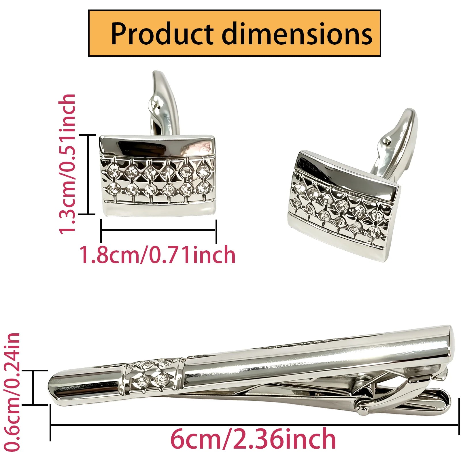 Mens Cufflinks & Tie Clip Set – Gold Cufflinks for Men with Matching Tie Bar, Durable Metal, Great Gift for Husband, Dad, Son