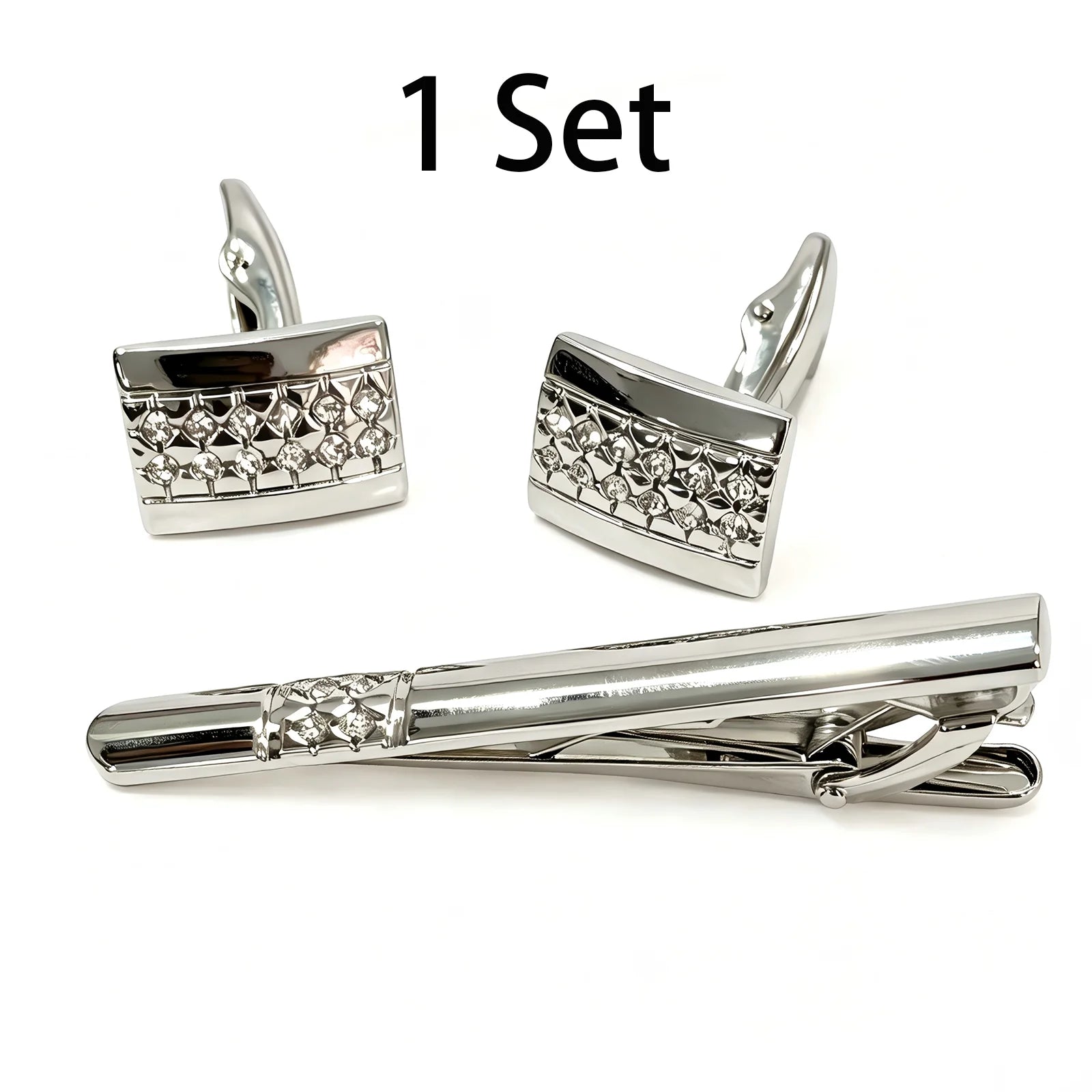 Mens Cufflinks & Tie Clip Set – Gold Cufflinks for Men with Matching Tie Bar, Durable Metal, Great Gift for Husband, Dad, Son