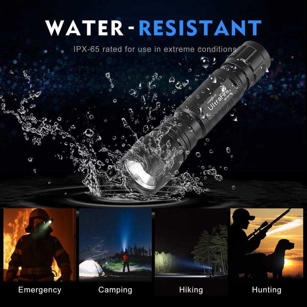 UltraFire WF-501B LED Tactical Police Flashlight 1200LM Military Torch with Duty Belt Holster Rechargeable Battery and Charger
