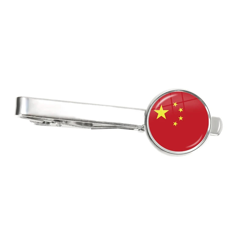 30 Countries National Flag Tie Clips Men Fashion Metal Necktie USA Flag Clip Pins Button Wedding Suit Accessories Wholesale