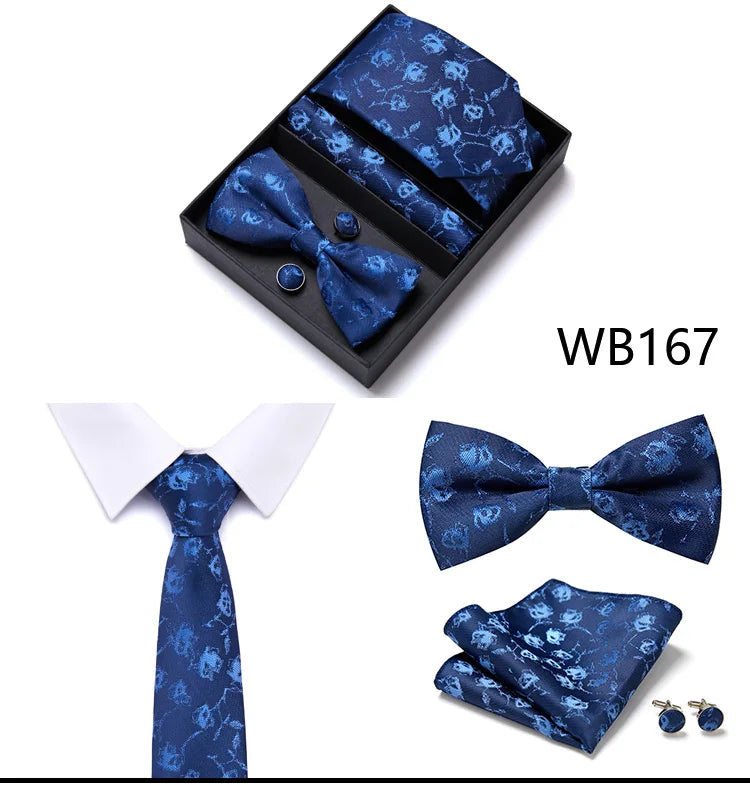 Tie For Men Formal Dress Tuxedo NeckTie Handkerchief Bow Tie Set PlaisyParty Groom Wedding Butterfly Bowtie In Box