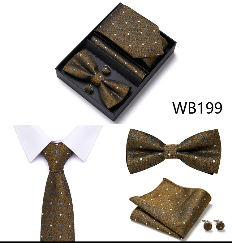 Tie For Men Formal Dress Tuxedo NeckTie Handkerchief Bow Tie Set PlaisyParty Groom Wedding Butterfly Bowtie In Box