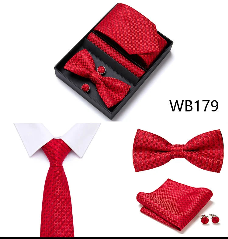 Tie For Men Formal Dress Tuxedo NeckTie Handkerchief Bow Tie Set PlaisyParty Groom Wedding Butterfly Bowtie In Box