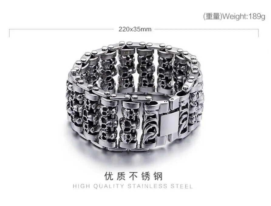 Bracelets For Men's Boy's Fashion Chain Jewelry, 316L Stainless Steel Rock Punk Motorbiker cross flower Bracelet and Bangle