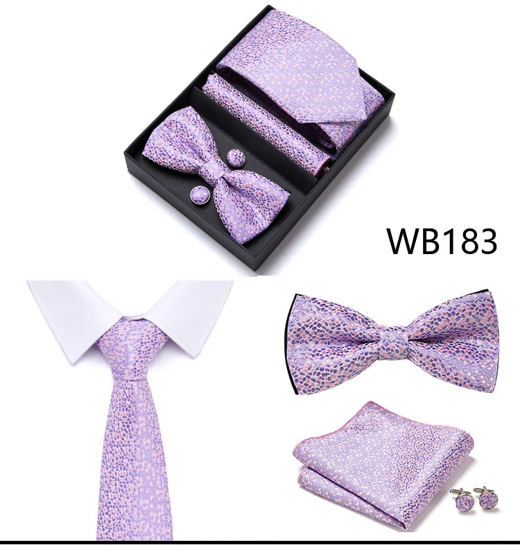 Tie For Men Formal Dress Tuxedo NeckTie Handkerchief Bow Tie Set PlaisyParty Groom Wedding Butterfly Bowtie In Box