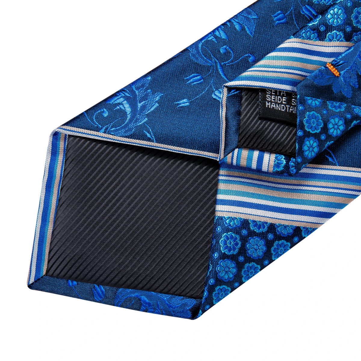 Men's Tie Handkerchief Cuffink Necktie Set Jacquard Woven Silk Blue Wedding Formal Business Party Necktie Ring Set DiBanGu