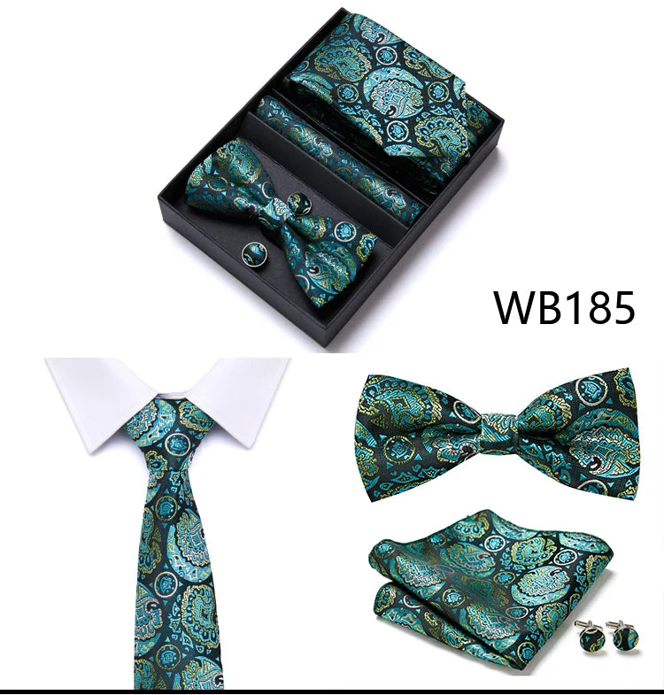 Tie For Men Formal Dress Tuxedo NeckTie Handkerchief Bow Tie Set PlaisyParty Groom Wedding Butterfly Bowtie In Box