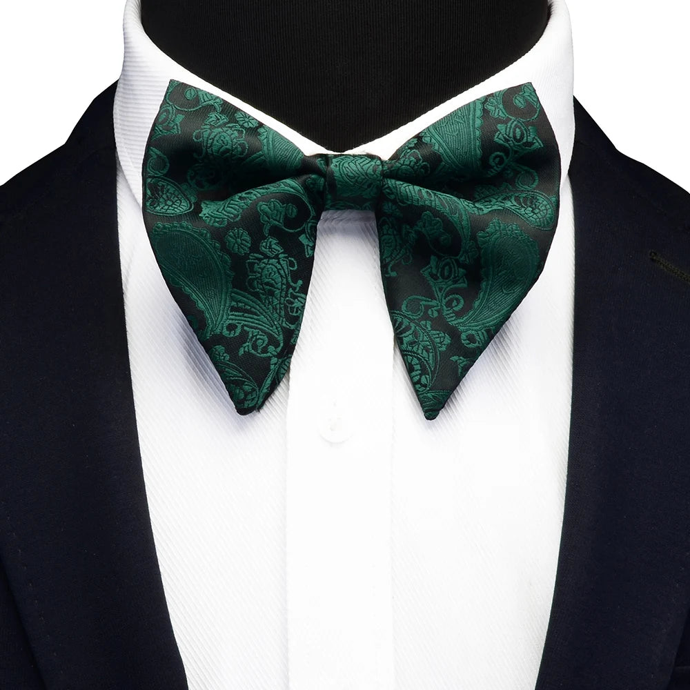 Ricnais Fashion Silk Pasley Floral Big Bowtie Yellow Red Jacquard Bow Tie For Men Business Wedding Party Ties Gigt Accessories