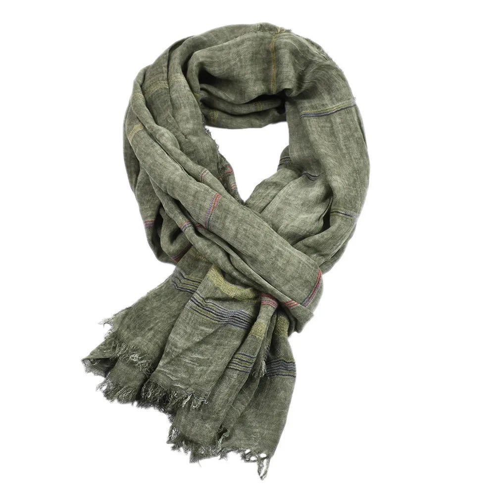 European and American Cotton Linen Winter Men Scarf Fashion Striped Men's Scarves Tassel Long Shawl Bufanda Male Accessories