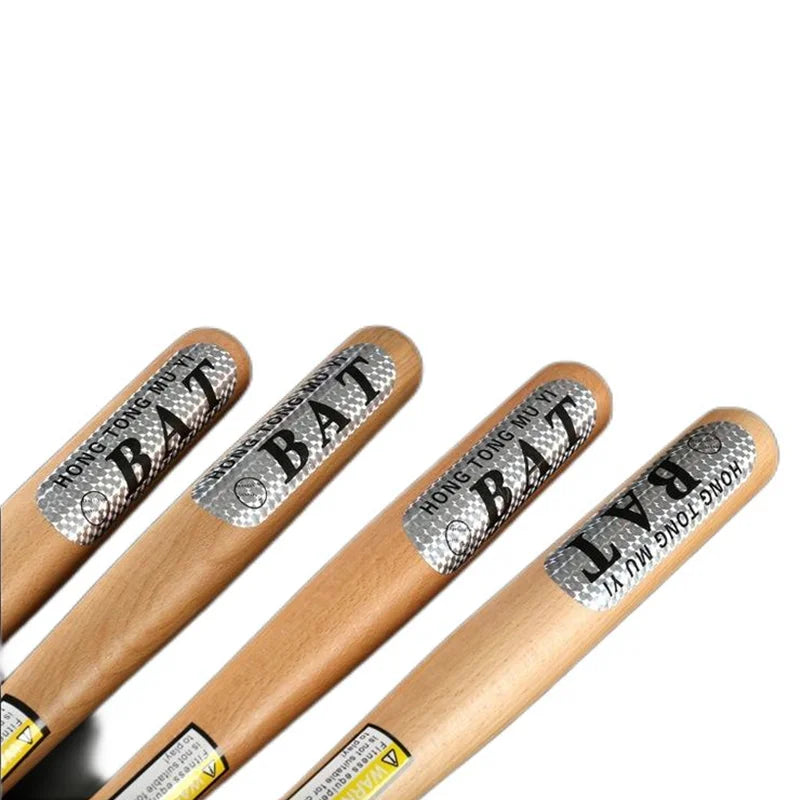 54cm Natural Solid Wooden Baseball Bat Hard Wood Softball Bat Car Home Outdoor Sports Self-Defense Professional Baseball Stick