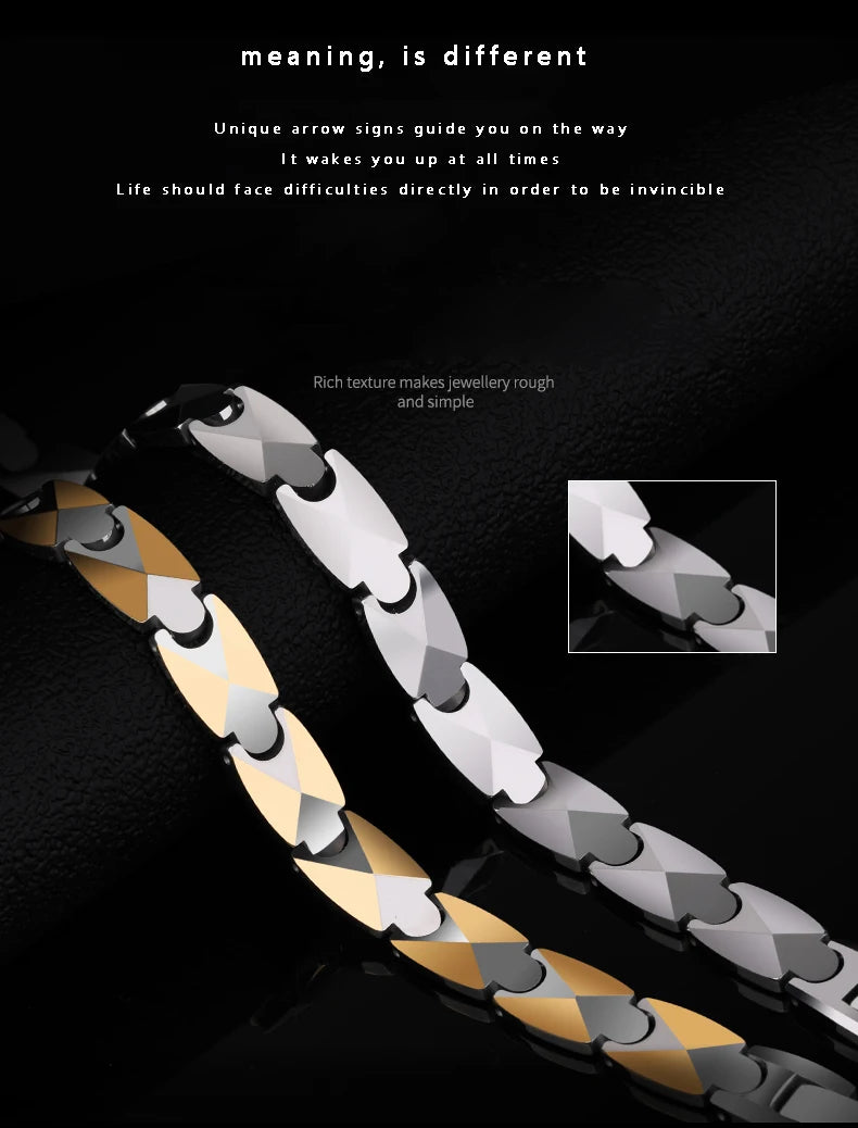 Men Fashion Bracelets High Polished Tungsten Male Jewelry Personalized with Healing Magnet Customized