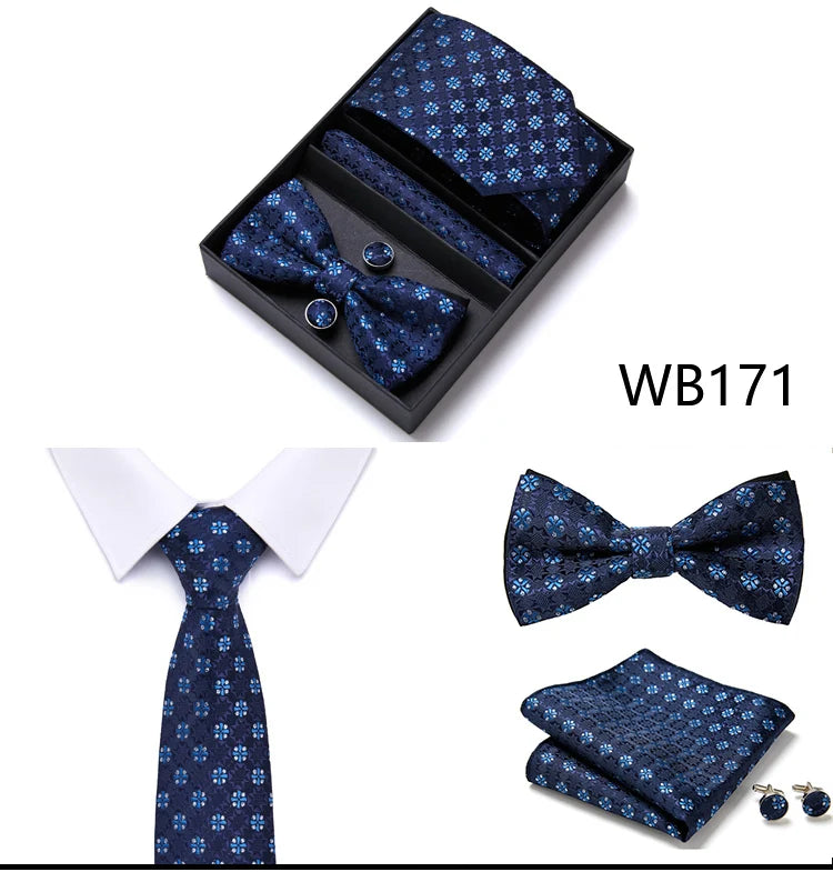 Tie For Men Formal Dress Tuxedo NeckTie Handkerchief Bow Tie Set PlaisyParty Groom Wedding Butterfly Bowtie In Box