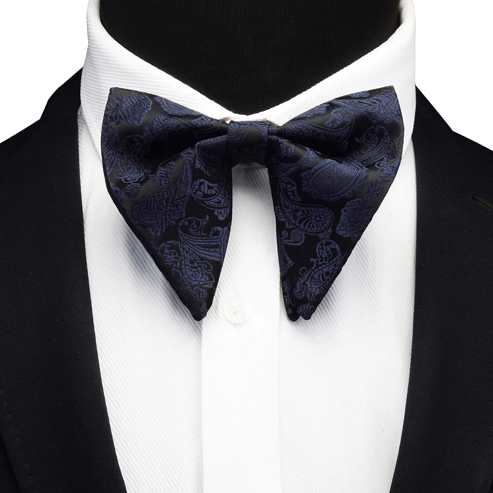 Ricnais Fashion Silk Pasley Floral Big Bowtie Yellow Red Jacquard Bow Tie For Men Business Wedding Party Ties Gigt Accessories