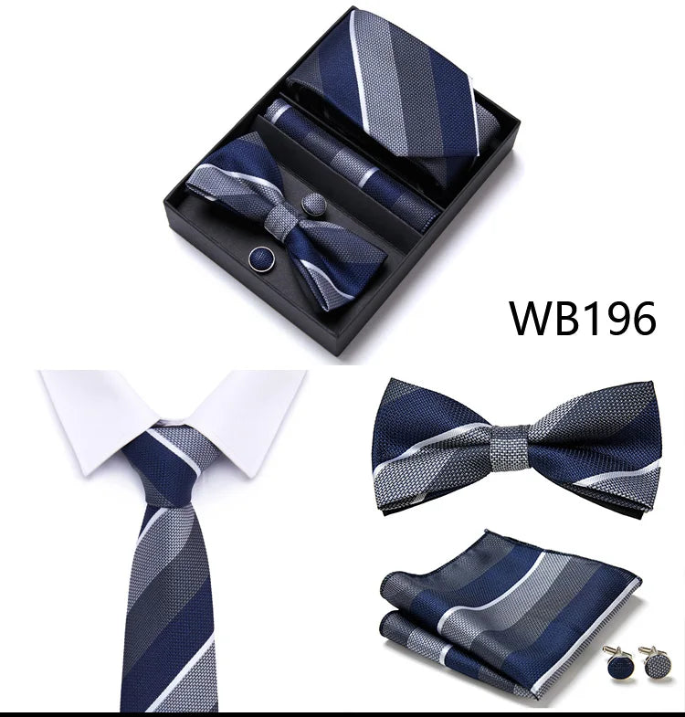 Tie For Men Formal Dress Tuxedo NeckTie Handkerchief Bow Tie Set PlaisyParty Groom Wedding Butterfly Bowtie In Box