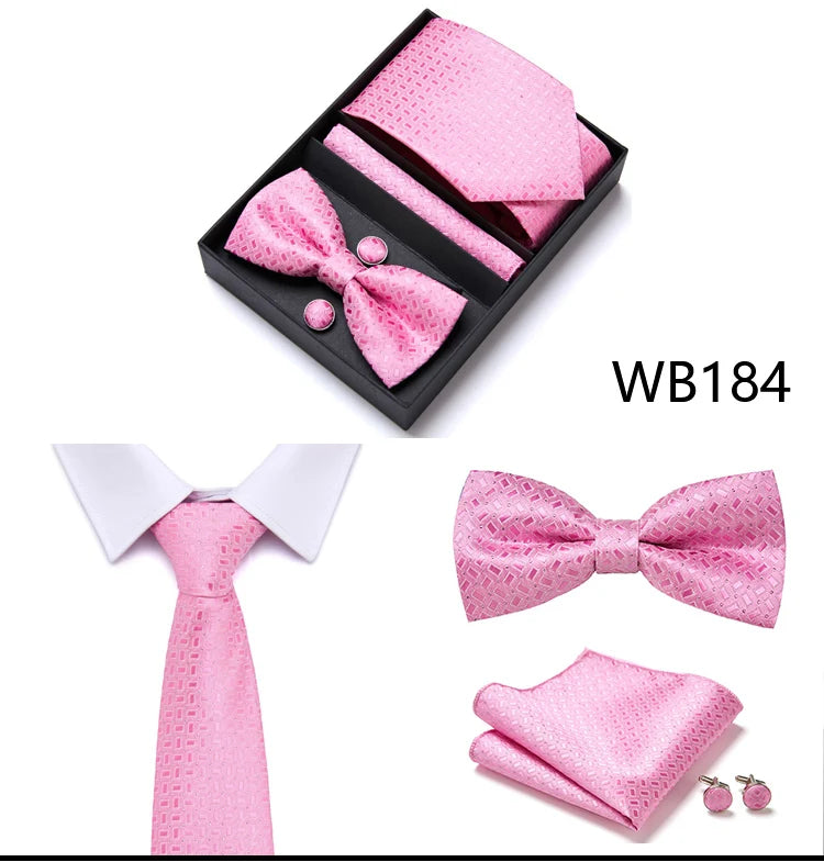Tie For Men Formal Dress Tuxedo NeckTie Handkerchief Bow Tie Set PlaisyParty Groom Wedding Butterfly Bowtie In Box