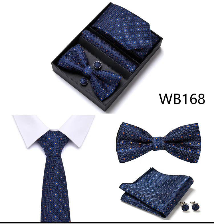 Tie For Men Formal Dress Tuxedo NeckTie Handkerchief Bow Tie Set PlaisyParty Groom Wedding Butterfly Bowtie In Box