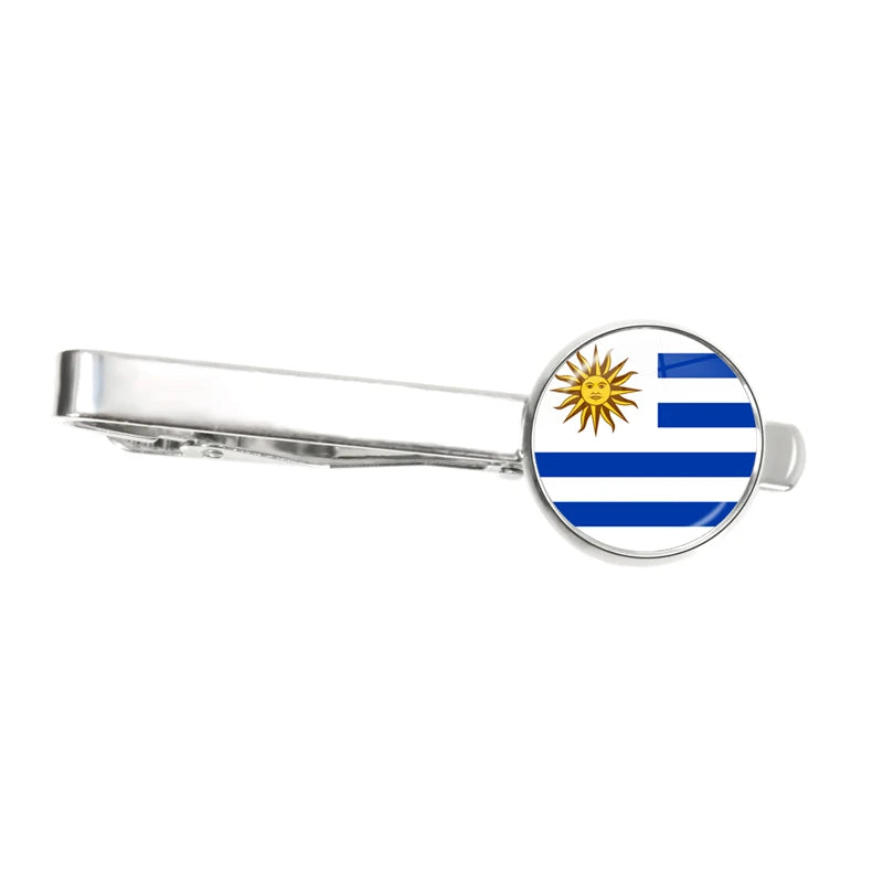 30 Countries National Flag Tie Clips Men Fashion Metal Necktie USA Flag Clip Pins Button Wedding Suit Accessories Wholesale