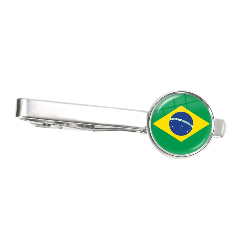 30 Countries National Flag Tie Clips Men Fashion Metal Necktie USA Flag Clip Pins Button Wedding Suit Accessories Wholesale