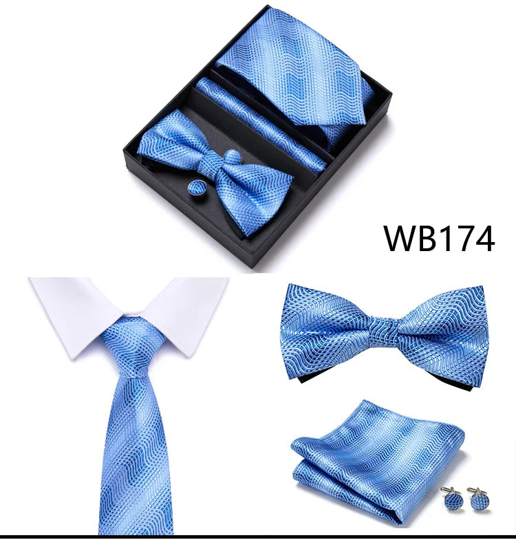 Tie For Men Formal Dress Tuxedo NeckTie Handkerchief Bow Tie Set PlaisyParty Groom Wedding Butterfly Bowtie In Box