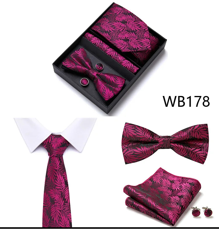 Tie For Men Formal Dress Tuxedo NeckTie Handkerchief Bow Tie Set PlaisyParty Groom Wedding Butterfly Bowtie In Box