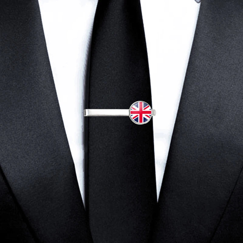 30 Countries National Flag Tie Clips Men Fashion Metal Necktie USA Flag Clip Pins Button Wedding Suit Accessories Wholesale