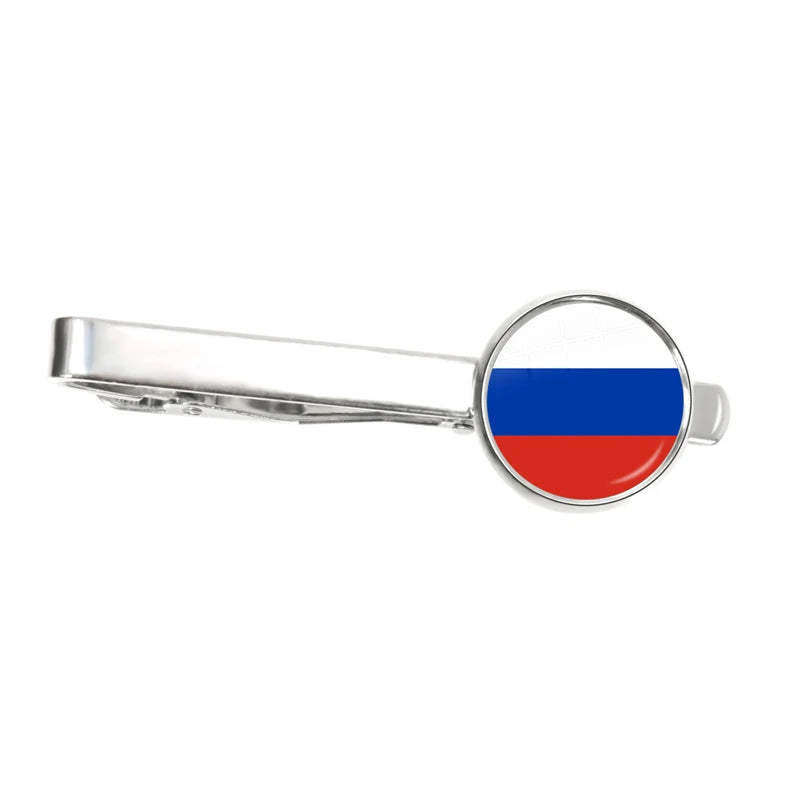 30 Countries National Flag Tie Clips Men Fashion Metal Necktie USA Flag Clip Pins Button Wedding Suit Accessories Wholesale
