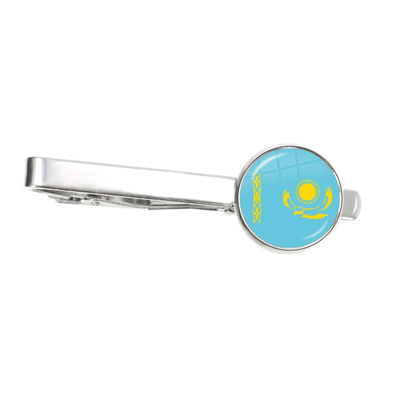 30 Countries National Flag Tie Clips Men Fashion Metal Necktie USA Flag Clip Pins Button Wedding Suit Accessories Wholesale