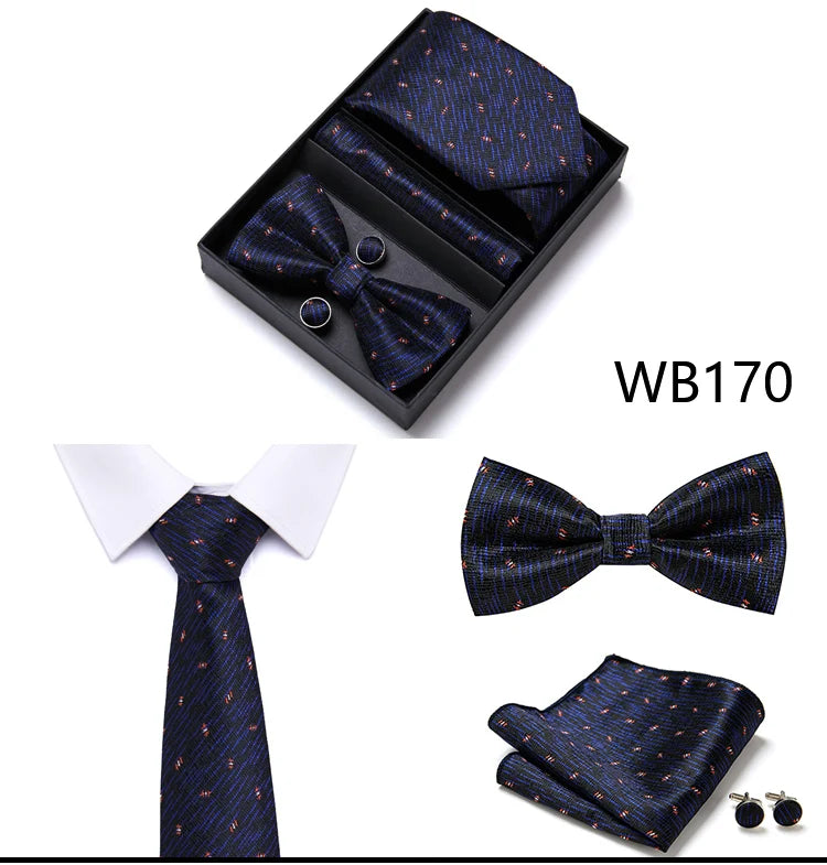 Tie For Men Formal Dress Tuxedo NeckTie Handkerchief Bow Tie Set PlaisyParty Groom Wedding Butterfly Bowtie In Box