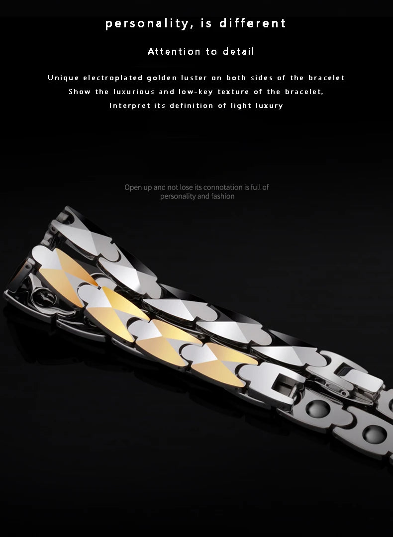Men Fashion Bracelets High Polished Tungsten Male Jewelry Personalized with Healing Magnet Customized