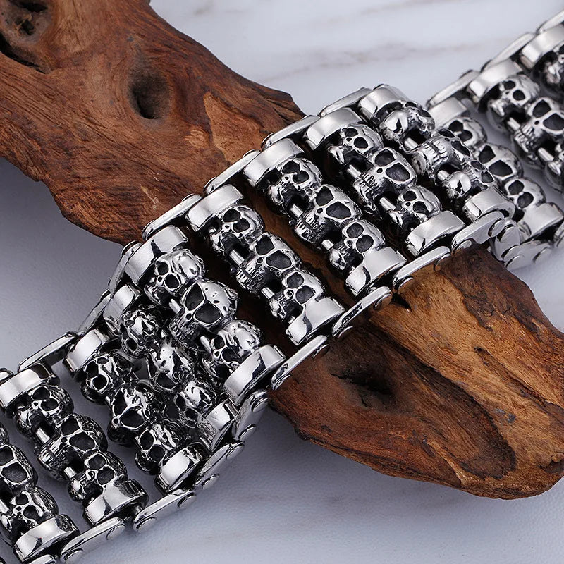 Bracelets For Men's Boy's Fashion Chain Jewelry, 316L Stainless Steel Rock Punk Motorbiker cross flower Bracelet and Bangle