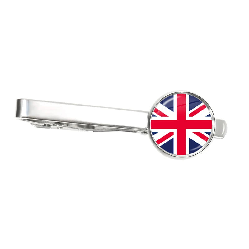 30 Countries National Flag Tie Clips Men Fashion Metal Necktie USA Flag Clip Pins Button Wedding Suit Accessories Wholesale