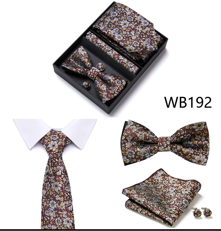 Tie For Men Formal Dress Tuxedo NeckTie Handkerchief Bow Tie Set PlaisyParty Groom Wedding Butterfly Bowtie In Box