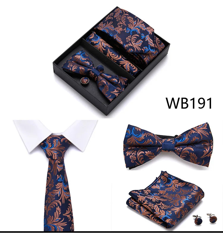 Tie For Men Formal Dress Tuxedo NeckTie Handkerchief Bow Tie Set PlaisyParty Groom Wedding Butterfly Bowtie In Box