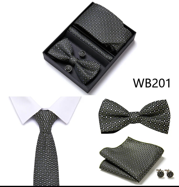 Tie For Men Formal Dress Tuxedo NeckTie Handkerchief Bow Tie Set PlaisyParty Groom Wedding Butterfly Bowtie In Box