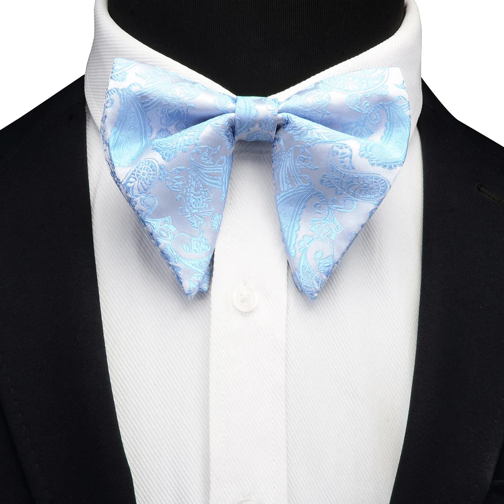 Ricnais Fashion Silk Pasley Floral Big Bowtie Yellow Red Jacquard Bow Tie For Men Business Wedding Party Ties Gigt Accessories