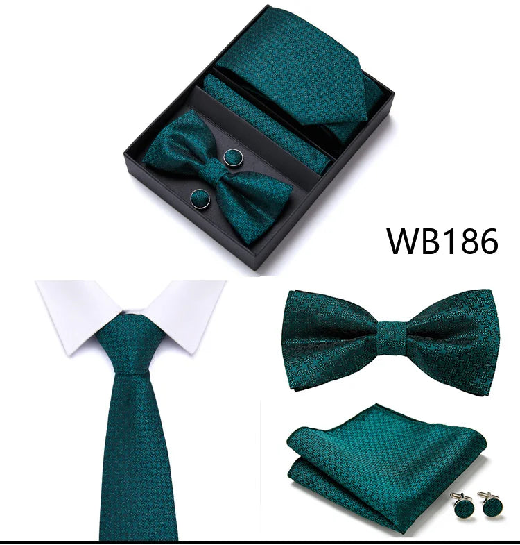 Tie For Men Formal Dress Tuxedo NeckTie Handkerchief Bow Tie Set PlaisyParty Groom Wedding Butterfly Bowtie In Box