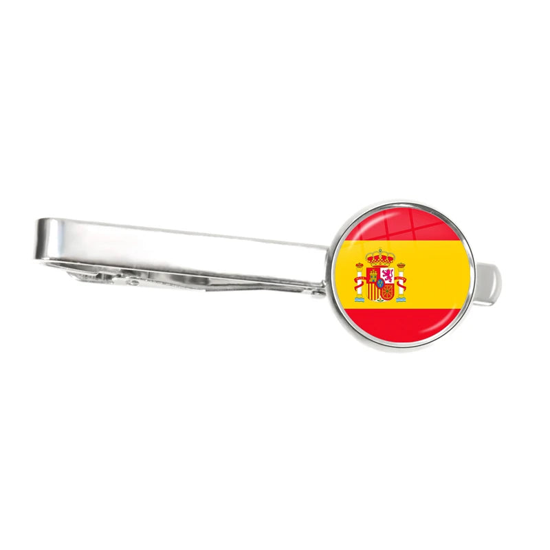 30 Countries National Flag Tie Clips Men Fashion Metal Necktie USA Flag Clip Pins Button Wedding Suit Accessories Wholesale