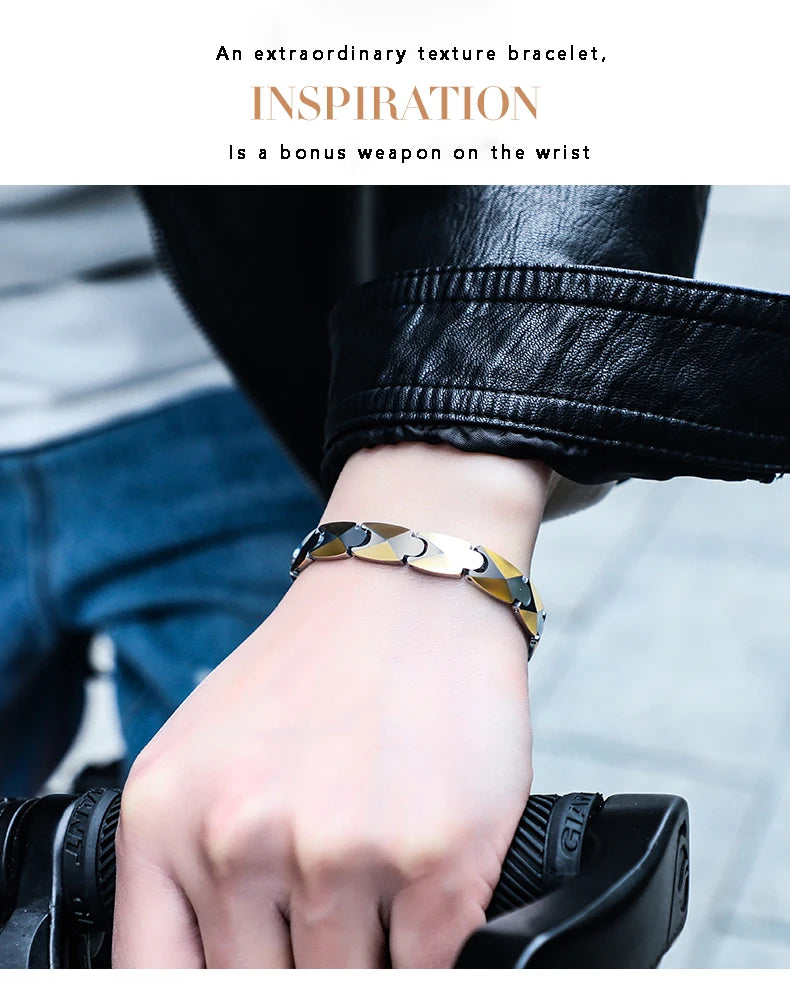 Men Fashion Bracelets High Polished Tungsten Male Jewelry Personalized with Healing Magnet Customized