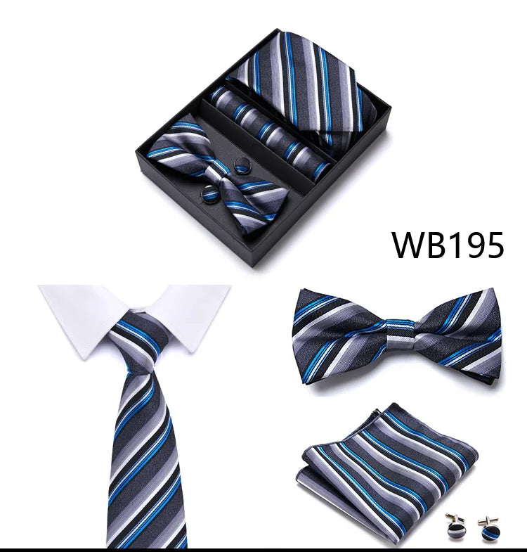 Tie For Men Formal Dress Tuxedo NeckTie Handkerchief Bow Tie Set PlaisyParty Groom Wedding Butterfly Bowtie In Box