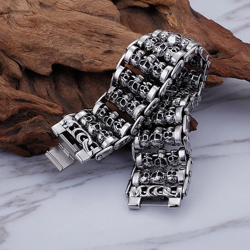 Bracelets For Men's Boy's Fashion Chain Jewelry, 316L Stainless Steel Rock Punk Motorbiker cross flower Bracelet and Bangle